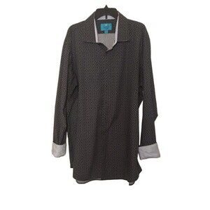 Christian Aujard 3XLT Button-Up Shirt Polka Dot Long Sleeve Casual Dress